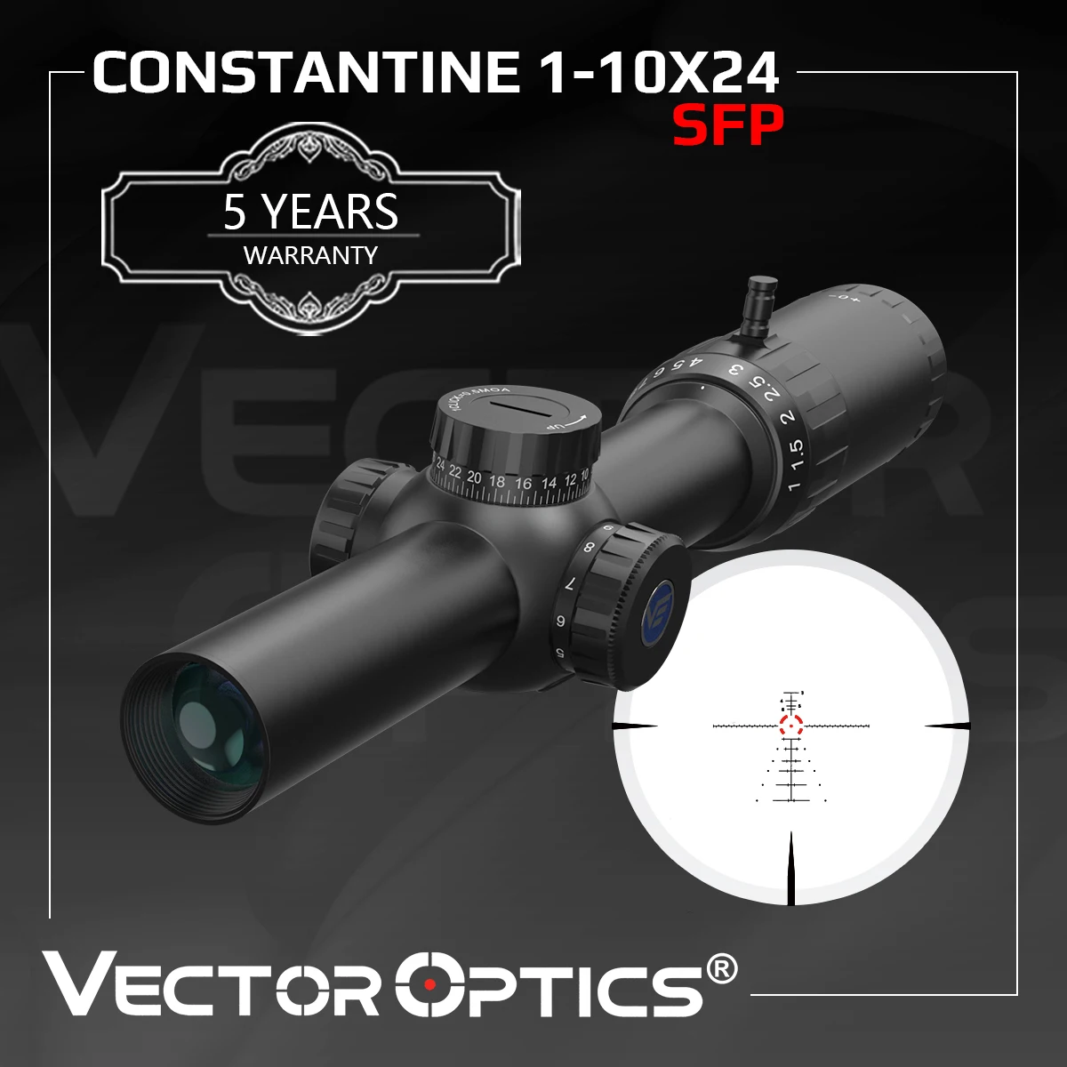 Vector Optics Constantine 1-10x24 SFP LPVO Riflescope 30mm Monotube With 11 Levels Illumination For Hunting,Sporting&Competition