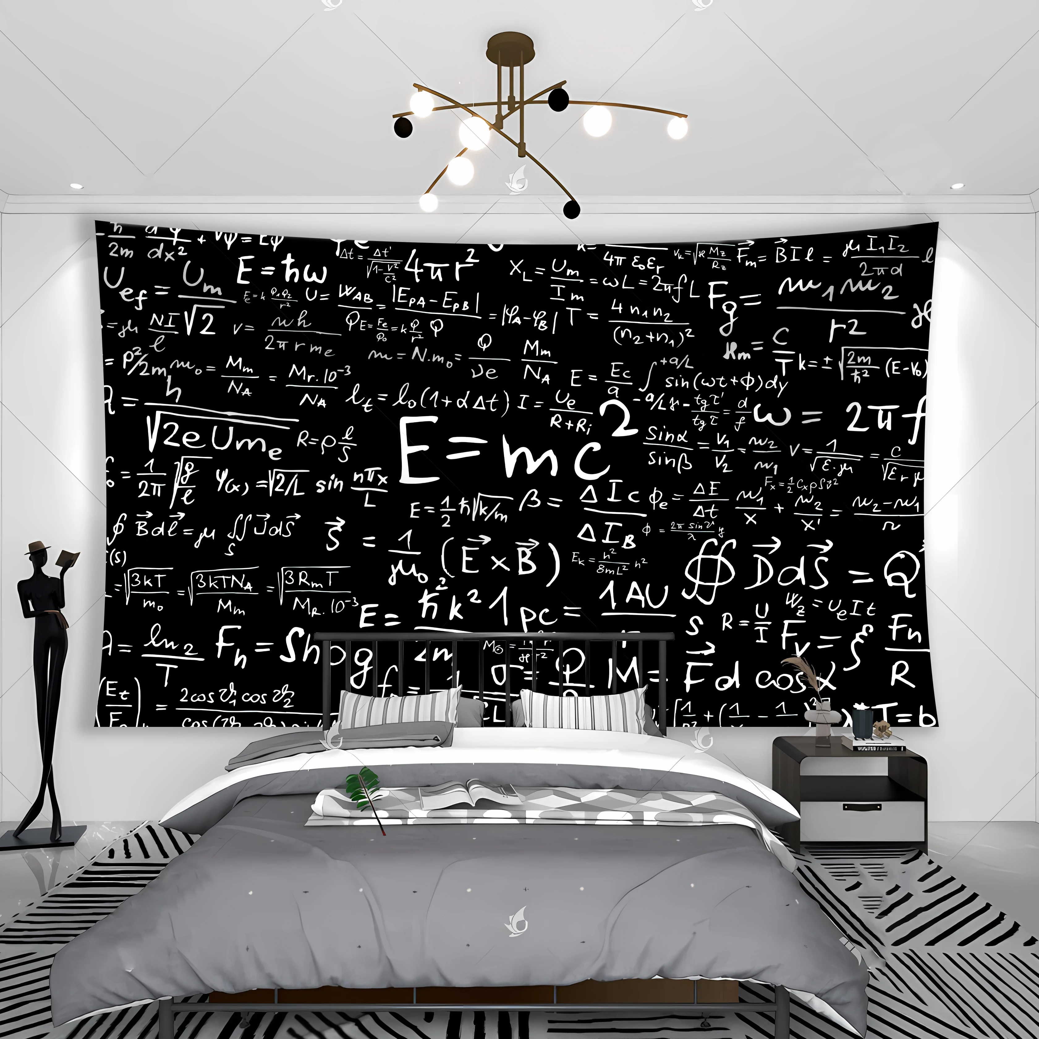 

Math Physics Formulas Funny Tapestry Banner Flag Inspirational Positive Energy Student Dormitory Room Bedside Hanging