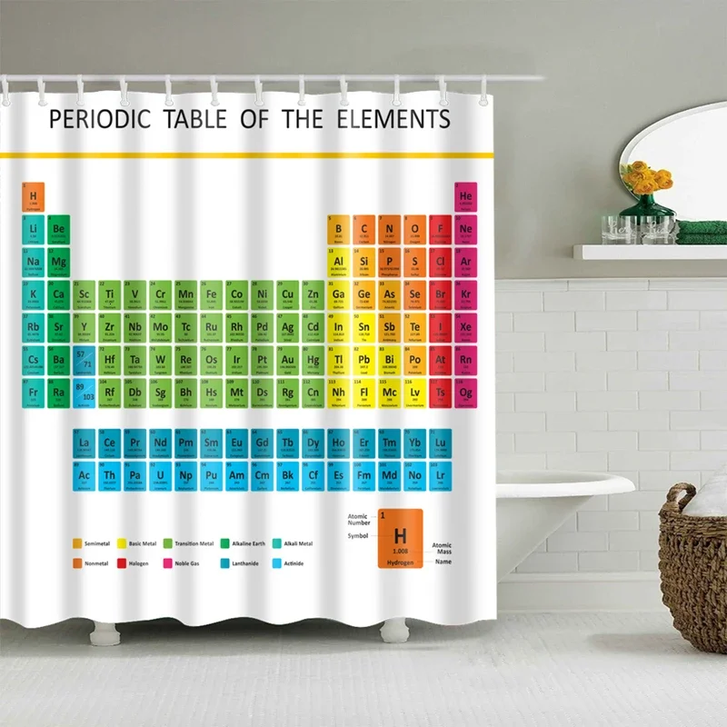 Eriodic Table of The Elements Shower Curtains Bathroom Waterproof Fabric Washable Bath Screen Decor 240X180cm