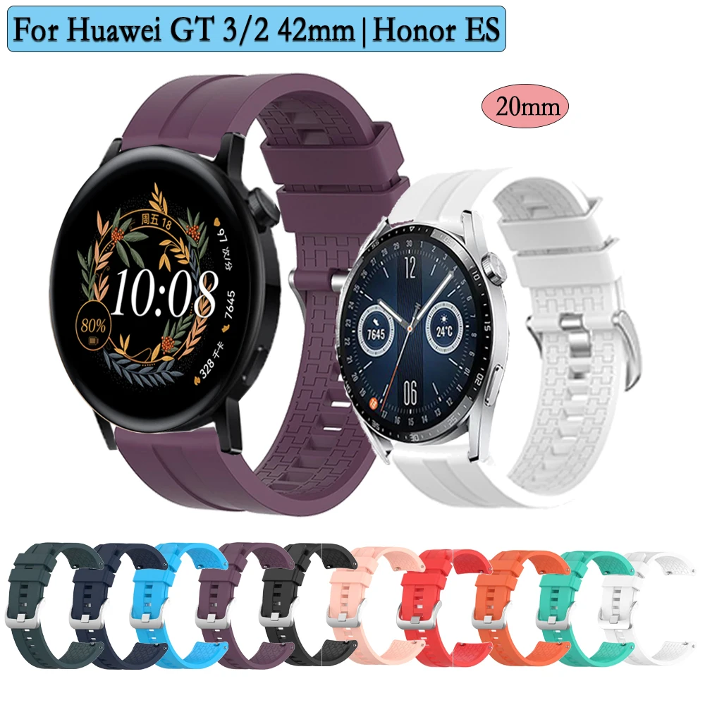 

20mm For Huawei GT3/2 42mm Silicone Watch Strap For Haylou LS02/Honor ES Colorful Smart Watch Bracelet Durable Band Accessories