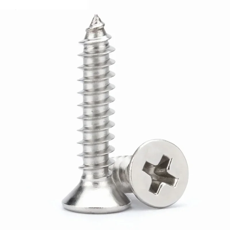 Self Tapping Screw Tapping Screws Phillips Flat Screw Cross Phillips Screw Stainless Steel Screw Phillips Head Screw M2 M2.2 M2.6 M3 M3.5 M4 M5 M6 316 Stainless Steel Marine Phillips Flat Countersunk Head Self Tapping Wood Screw