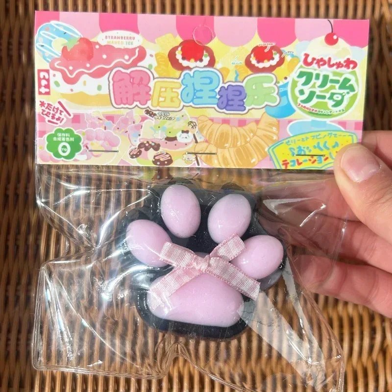 Cat Paw Mochi Taba Silicone Slow Rebound Pinch Decompression Toy Squishy Fidget Toy Cute Plush Cat Paw Stress Release Vent Toy