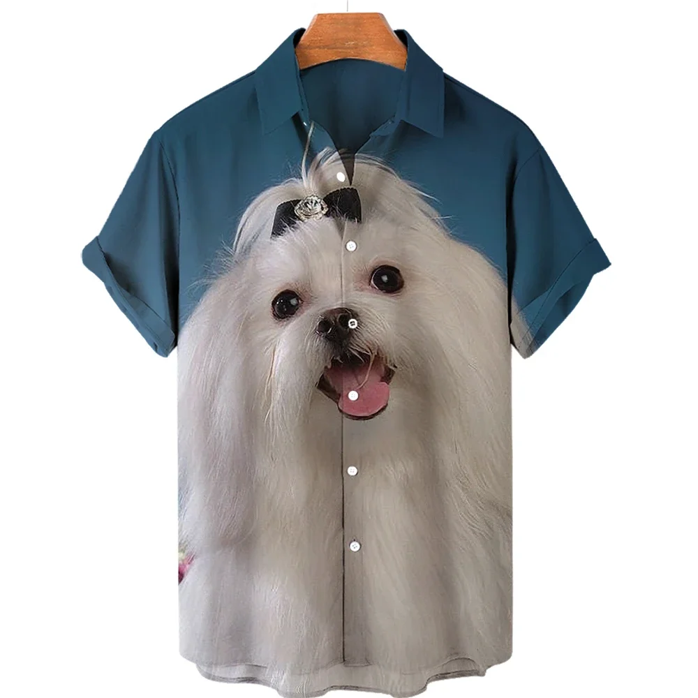 

3D Dog Print Hawaiian Shirt Men Ladies Summer Fashion Shirt Hip Hop Short Sleeve Shirt Top Plus Size 5xl