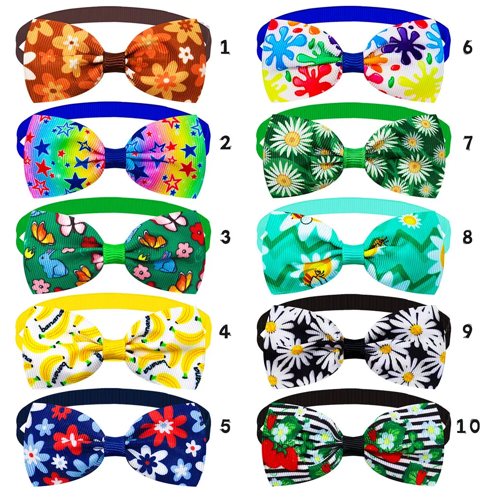 20PCS 여름 작은 개 나비 넥타이 해바라기 애완 동물 강아지 Bowties 칼라 여름 애완 동물 미용 액세서리