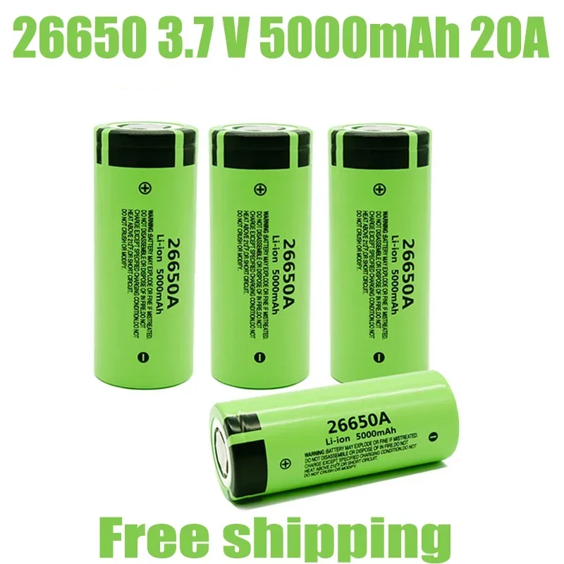 26650A 3.7V 5000mAh battery high capacity 26650 20A power battery lithium ion rechargeable toy flashlight 1-10PCS rechargeable lithium batteries