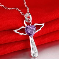 Collier avec pendentifs en forme de croix d'ange en argent Sterling 925 pour femmes, bijoux de luxe pour fête de mariage, cadeaux de noël 1