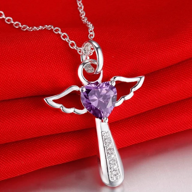 Collier avec pendentifs en forme de croix d'ange en argent Sterling 925 pour femmes, bijoux de luxe pour fête de mariage, cadeaux de noël 1