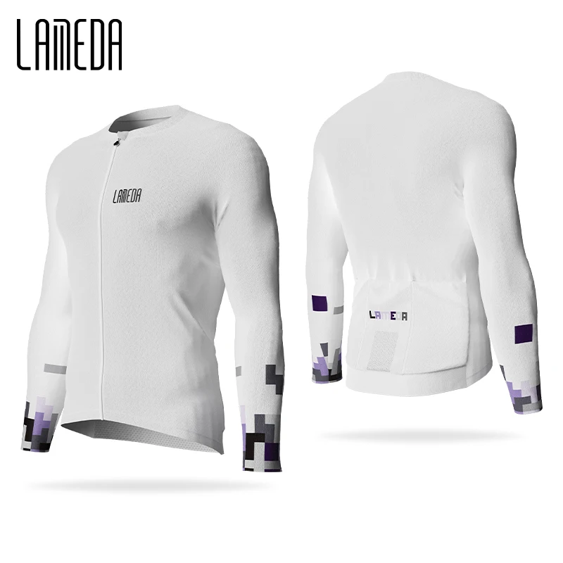 Cycling Jersey Men Quick-dry Breathable Bike Long Sleeved With 3 Rear Pockets