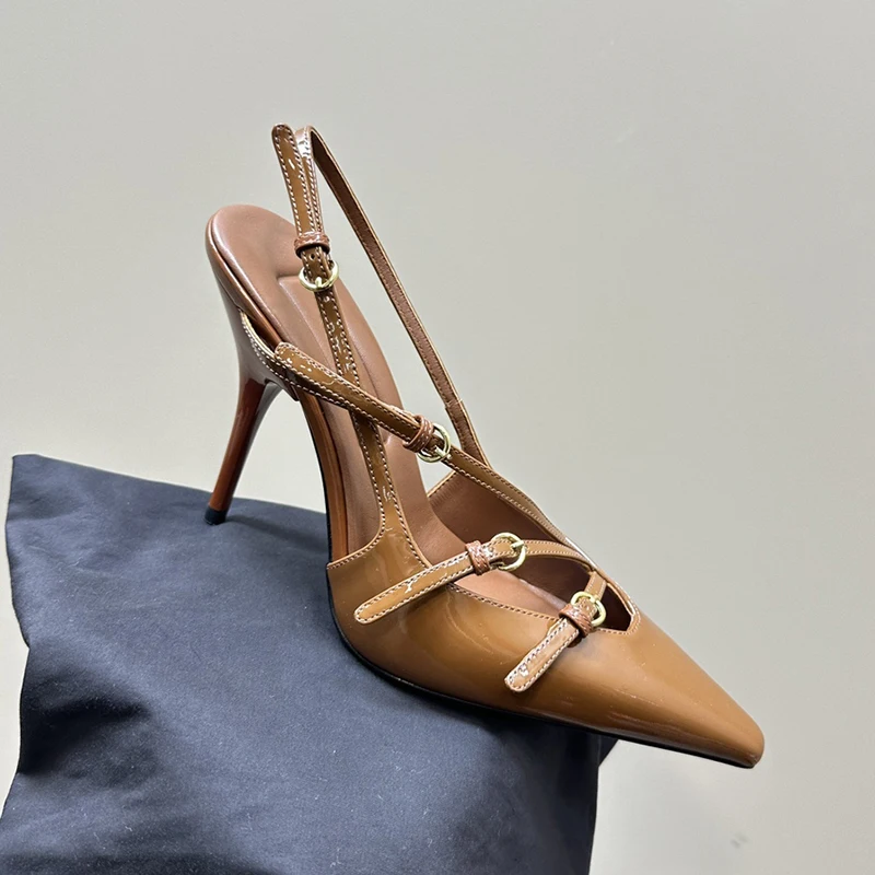 

2023 High Heel Leather Shoes for Women Pointed Toe Party Pumps Free Shipping