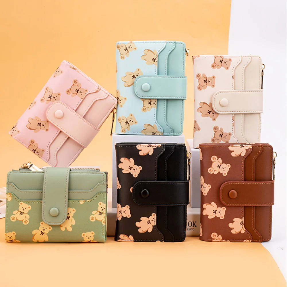 women-short-wallets-pu-leather-female-bifold-purses-cute-bear-card