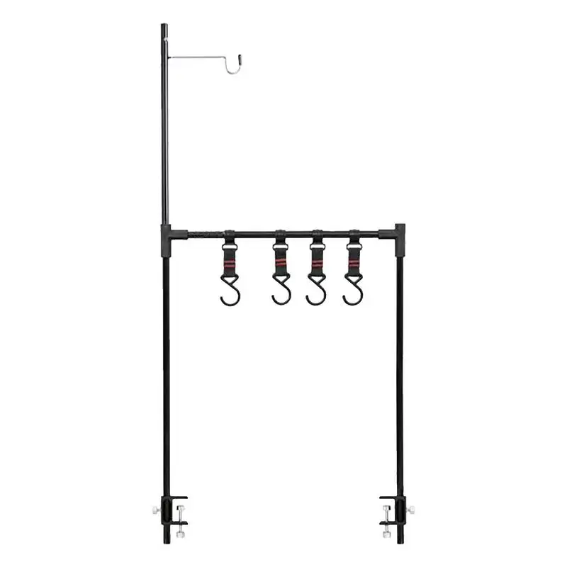 

Camping Hang Rack Table, Collapsible Aluminum Alloy Desk Rack with Hooks, Portable Picnic Rack, Multifunctional Camping Gear