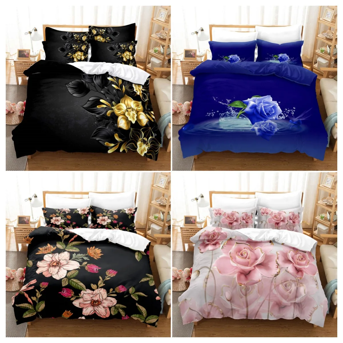 

Flower Double Duvet Cover Bedding Set Quilt Case Linens King Queen Full Size 3D Print Pillowcase Single Twin Bed 220x240 200x200