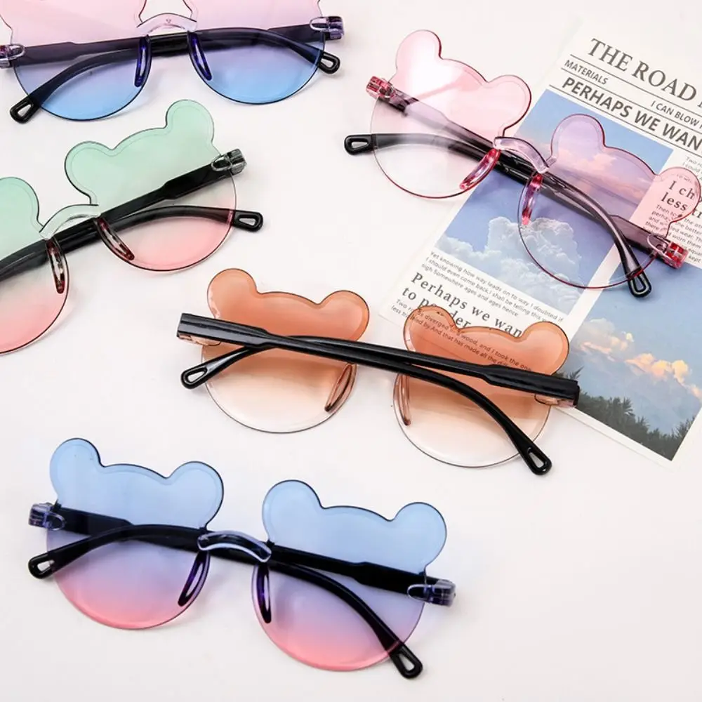 Polarized sunglasses vintage sunglasses cyberpunk sunglasses 1PC kids sun sunglasses bear shape children glasses cartoon rimless UV375 child eyeglasses outdoor anti-glare girl boys sunglass