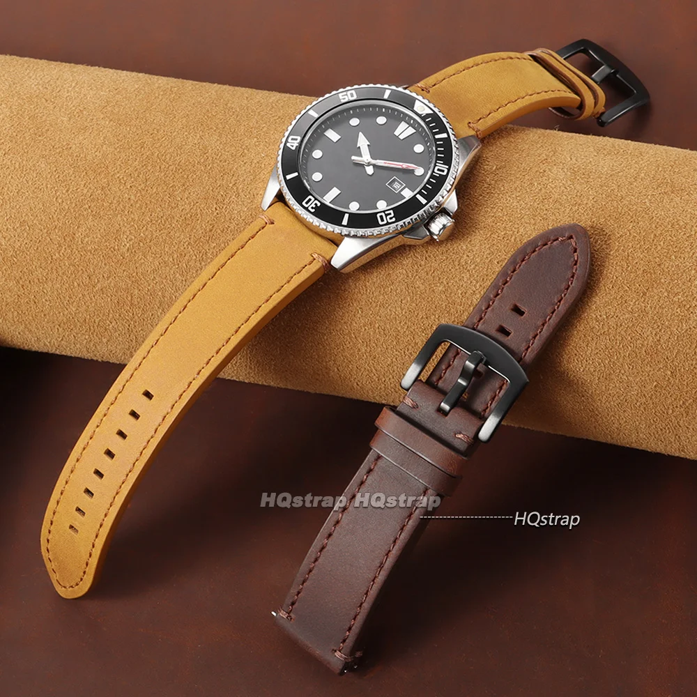 Premium Vintage Leather Watch Band – Universal Cowhide Strap with Quick Release
