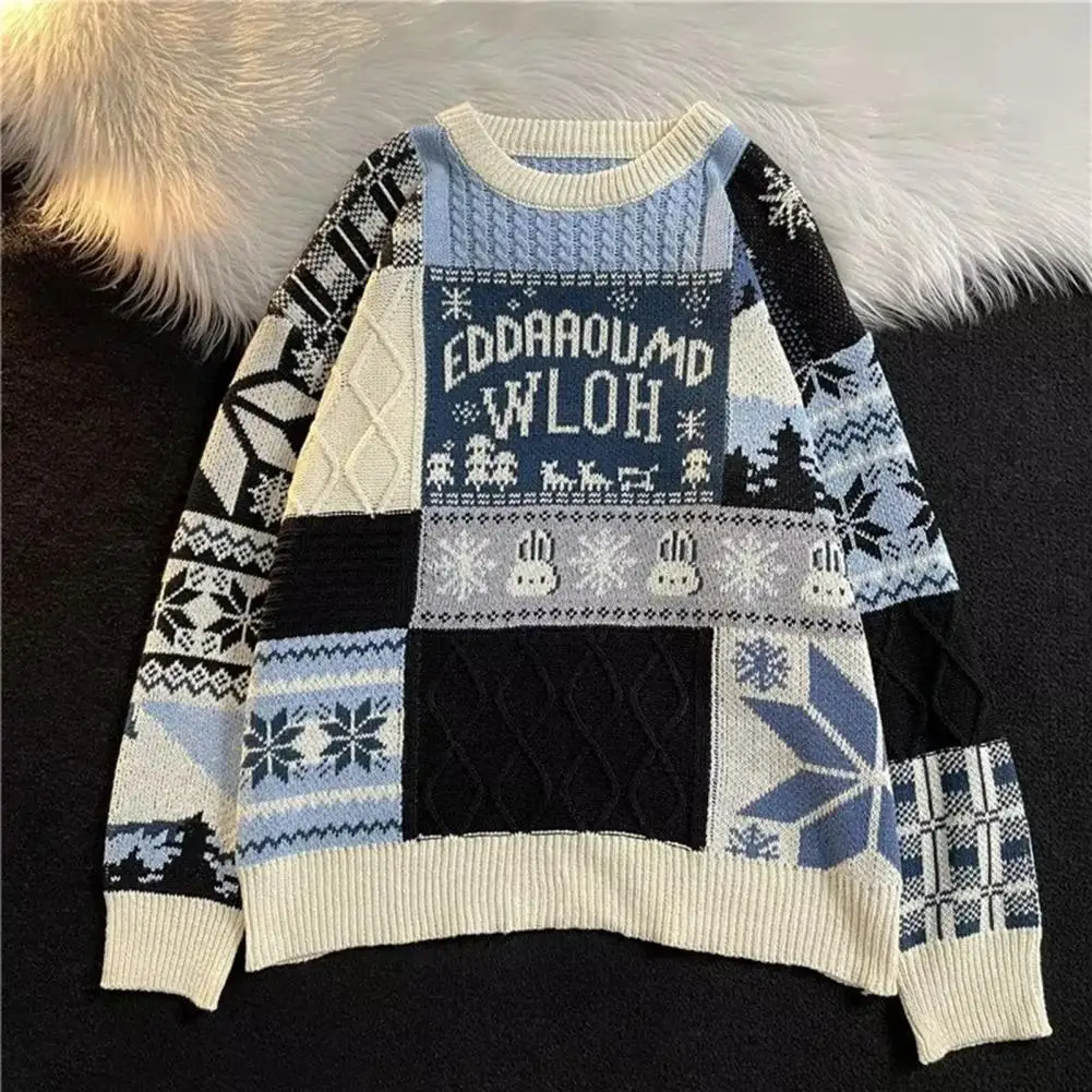 Knitting Sweater American Cute Twist Christmas Long Sleeve Sweater For Men Women Autumn Winter Fashion Loose Pullover Sweater