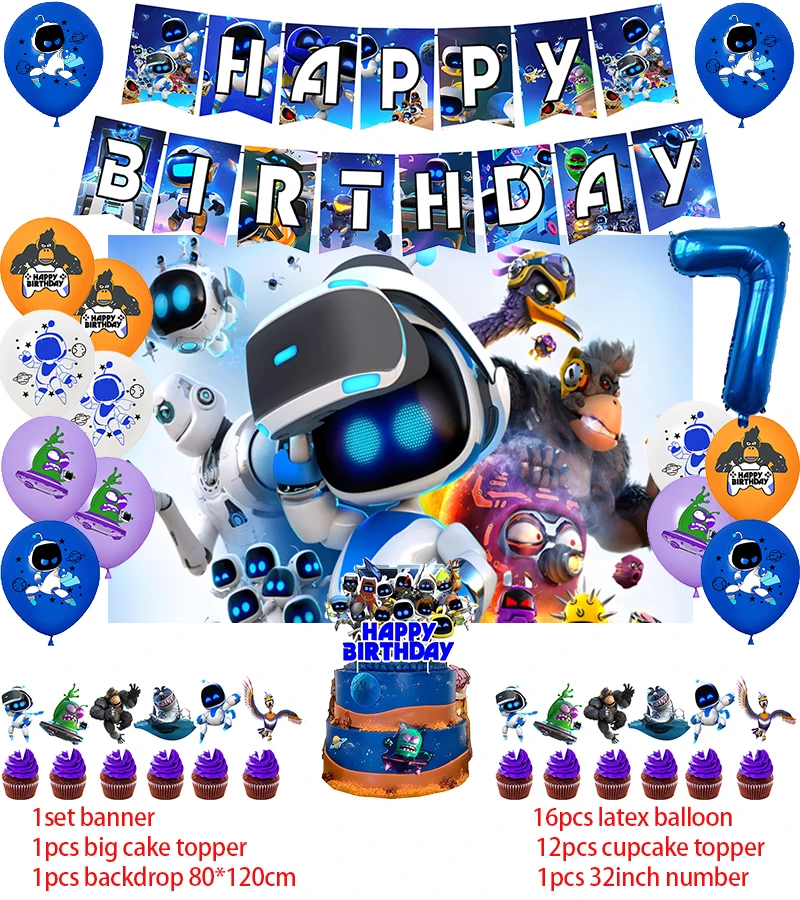 Description Picture 4 of itemASTRO BOT Birthday Party Decoration Balloon Backdrop Cake Topper ASTRO BOT Birthday Party Supplies Baby Shower