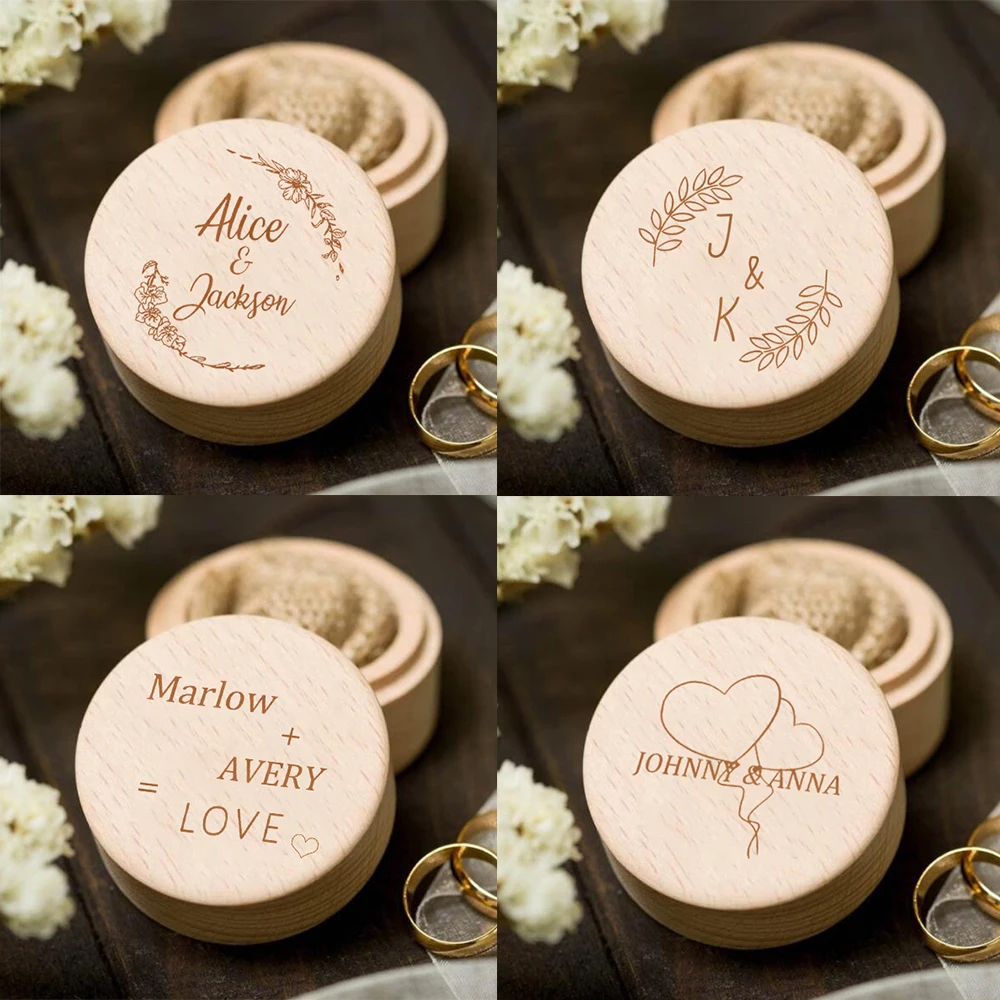 

Personalised Wedding Ring Box Engraved for Ceremony Proposal Keepsake Anniversary Gifts Her