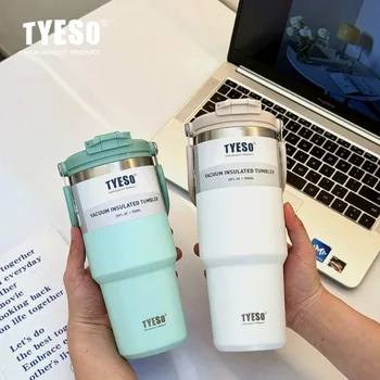 Tyeso Stainless Steel Coffee Cup Cold And Hot Double-layer Insulated Cup Tumbler Thermo Water Bottle Car Travel Mug Vacuum Cup 1
