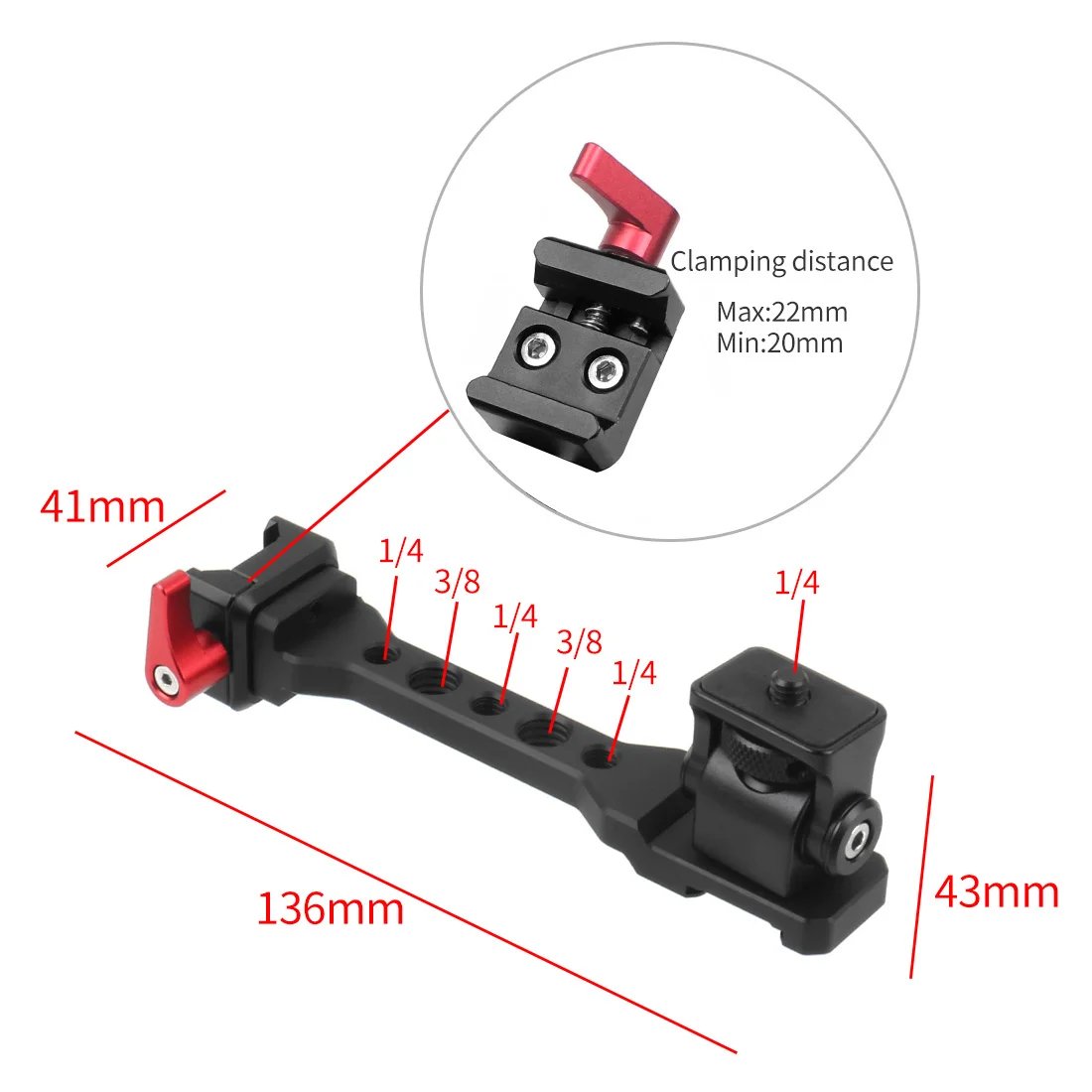 Quick Release Mount Handle Grip for Ronin SC S Gimbal Monitor Bracket 1/4'' Exte