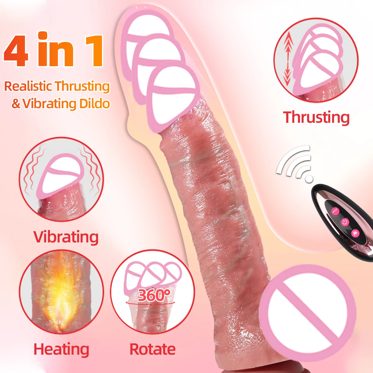 Thrusting dildo vibrator for women anus vagina stimulation