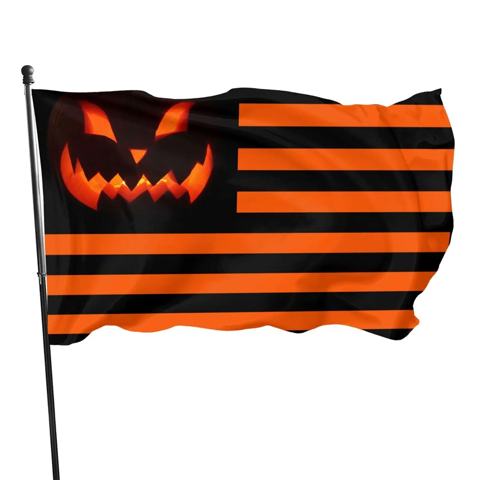 

Halloween Flag Vivid Color Smile Pumpkin Lantern Flag Metal Grommets Holiday Flag Halloween Party Garden Decor Indoor Outdoor