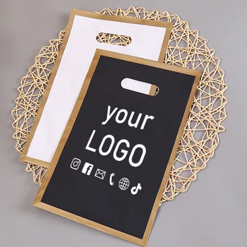 50pcs Customized Logo Colorful Shopping Bags with Handles Plastic Gift Bags for Business Clients Printed Logo Plastic Bags 1