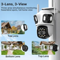 Caméra IP WIFI à trois objectifs et trois écrans, caméra extérieure, suivi automatique, surveillance intelligente, vision nocturne, sécurité, iCsee 3