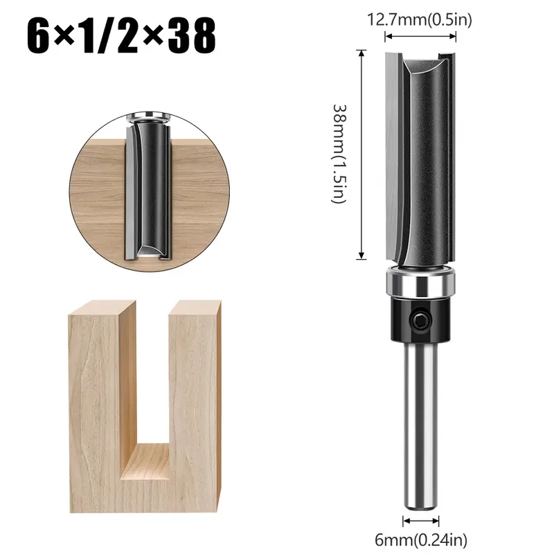 1pc 6mm 1/4"Shank Bearing Straight Router Bit Copy Trimming Cutter Line Cutter Trimming Machine Milling Cutter Woodworking Tools - Image 9