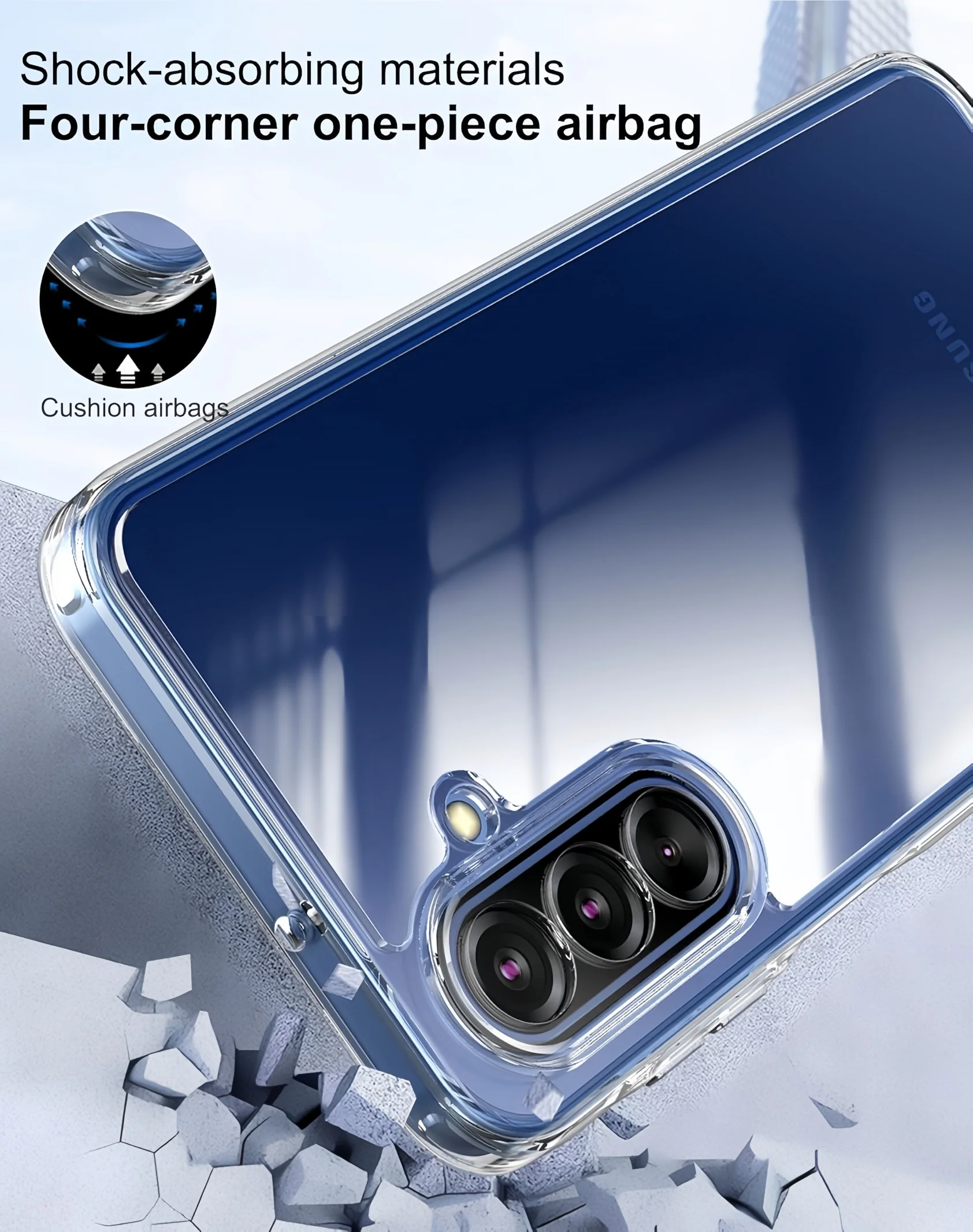 Clear Shockproof Transparent Case with Tempered Glass Screen Protector
