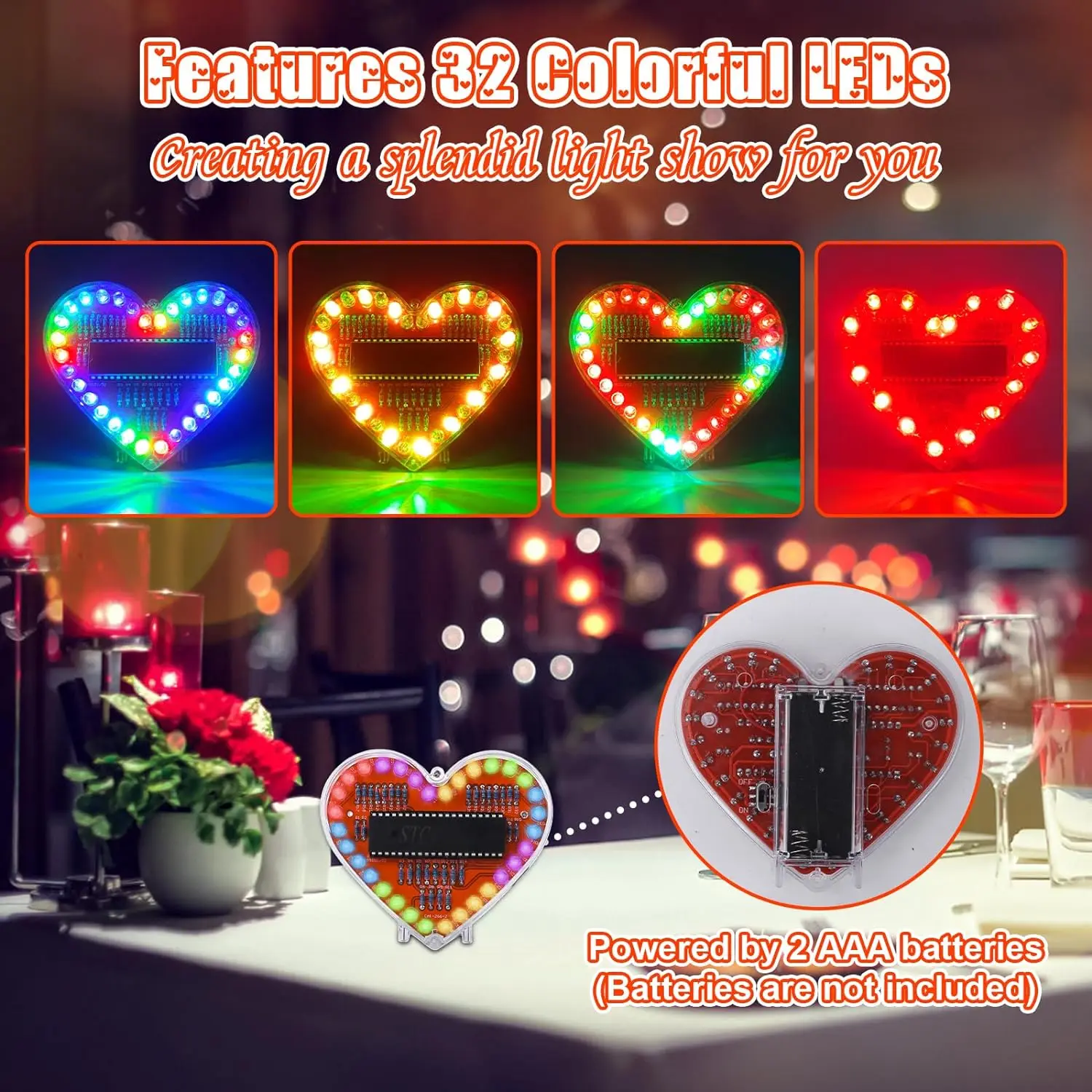 Kit Saldatura Fai Da Te A Forma Di Cuore Con Luci Respiranti – 2 Set In Rosso, Perfetto Per Studenti E Principianti Di Elettronica