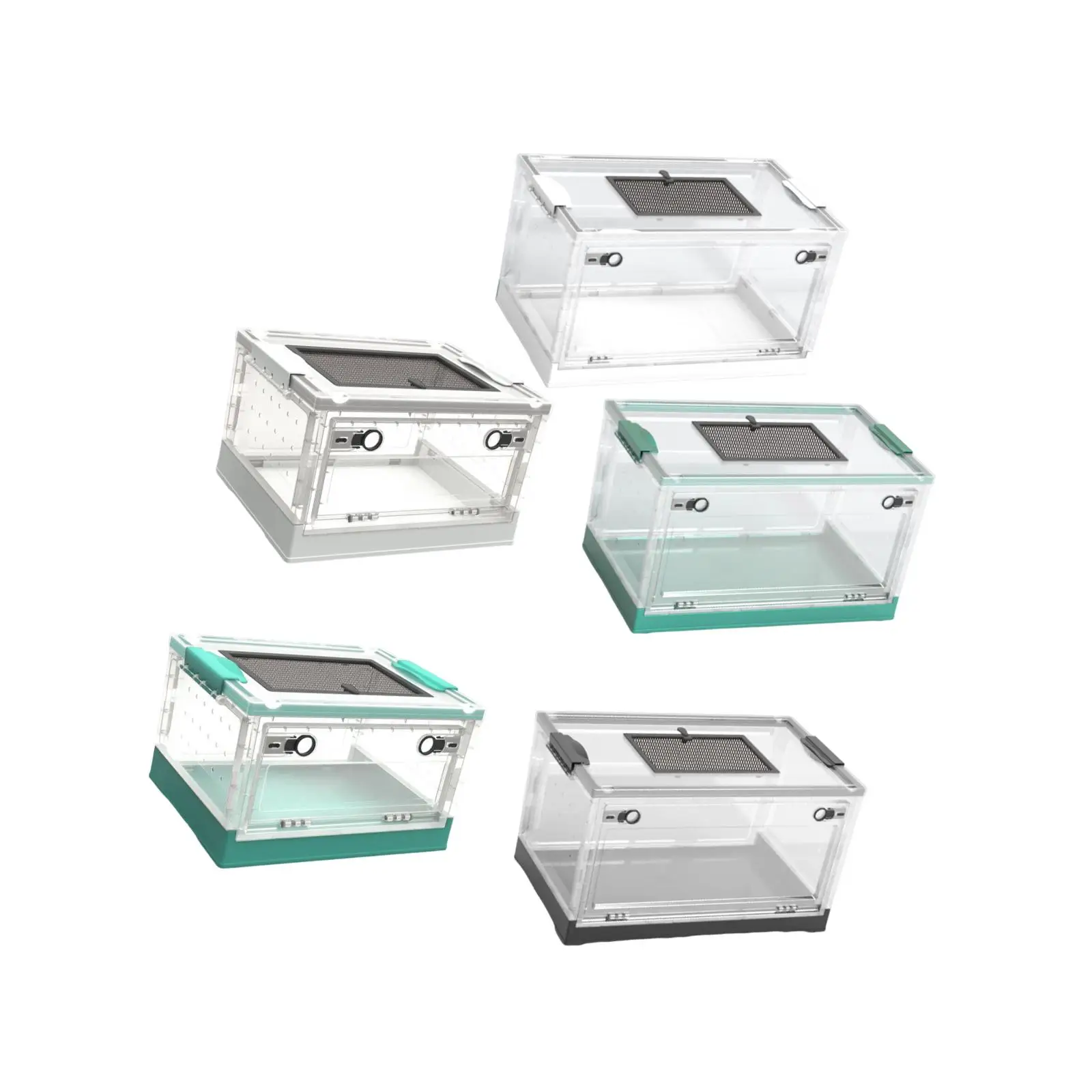 Transparent Foldable Reptile Terrarium for Small Reptiles Lightweight with Sliding Lid Multifunctional Desktop Pet Enclosure