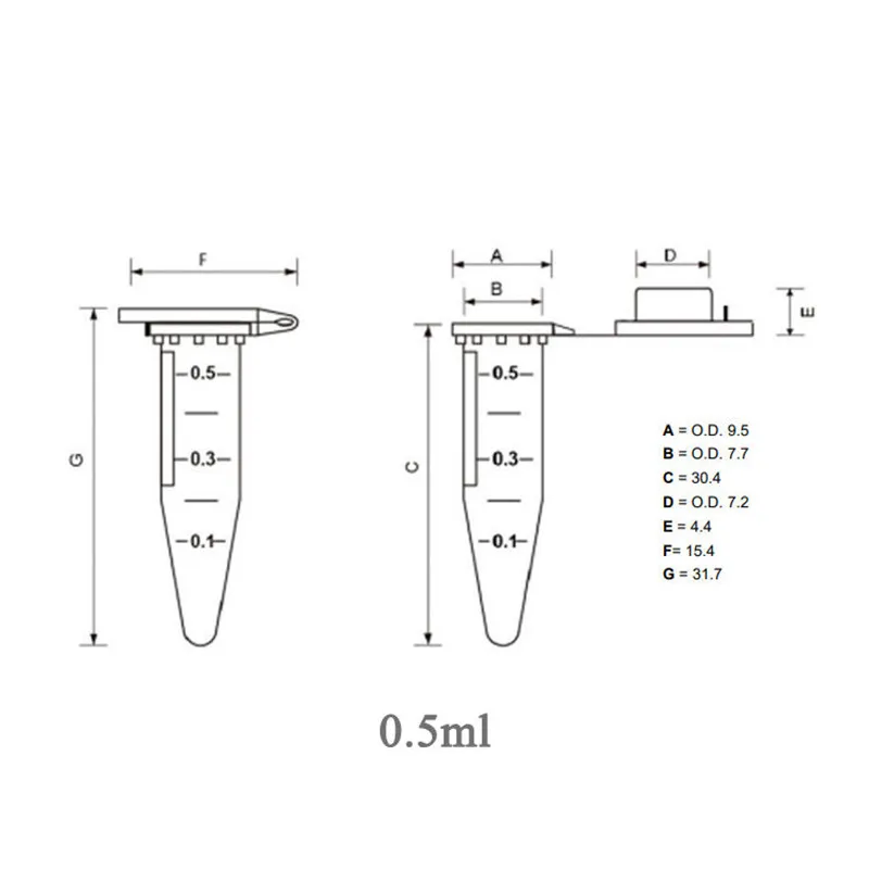 IKEME PCR Centrifuge Tube Transparent Clear Graduation 0.2ml 0.5ml 1.5ml 2ml Lab Microcentrifuge Tube With Cap And Bottom Scale