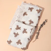 Double Guaze Print Tassel Swaddle Blankets For Baby Cotton Muslin Breathable Bath Robe Children Toddler Stroller Cover Blankets