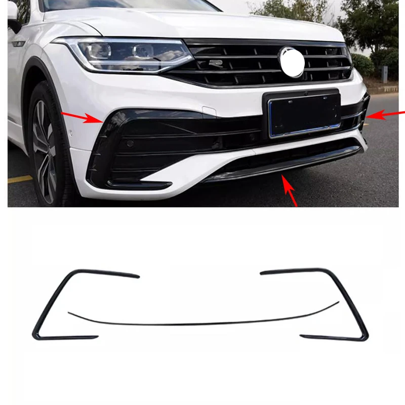 For Volkswagen Tiguan 2022 2023 ABS Glossy black Front Grille Sports Black  Body Kit Center Grill molding Cover Strip Trim 6PCS - AliExpress