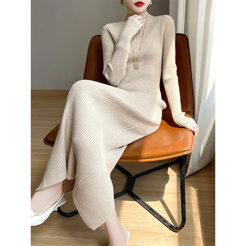 Women's Autumn Elegant Knitted Dress Slimming High Waist Dresses main image 0