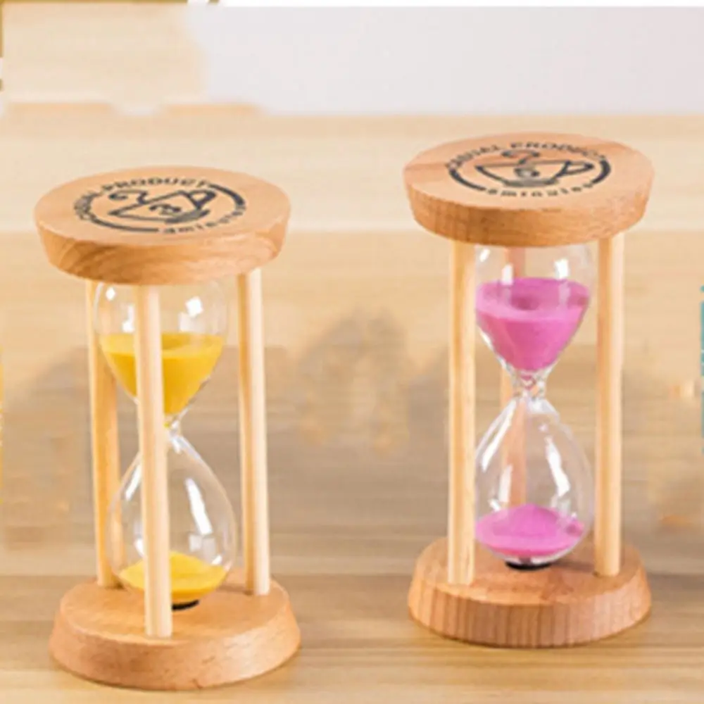 No Deformation Wooden Hourglass Creative 1/3/5 Minutes Wooden Round Hourglass Timers 5 colors Stable Connection Kids Gift