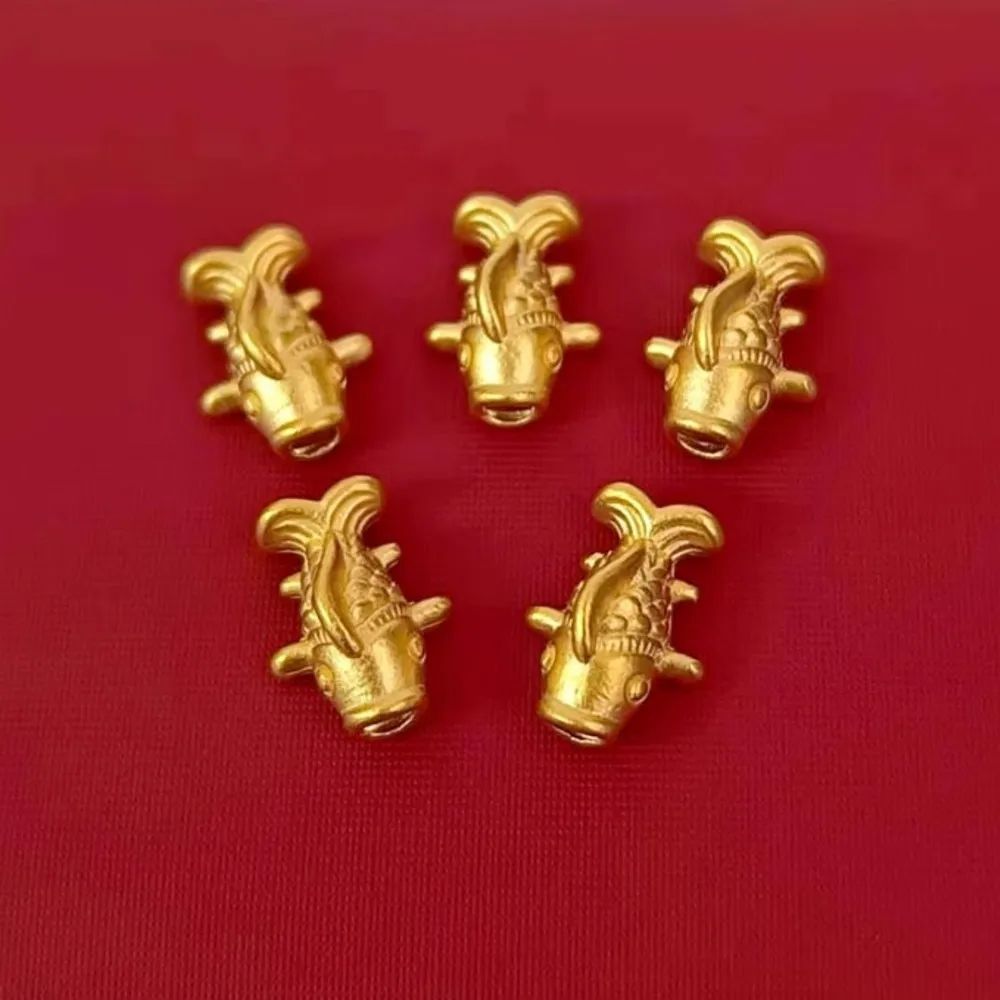 

1PCS Real Pure 999 24K Yellow Gold Bead Men Women Lucky Bless Fish Small Pendant 0.29-0.33g