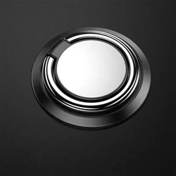 Compact 360 - Degree Rotating Phone Ring Holder with Magnetic Mount and Adhesive Backing (Black)