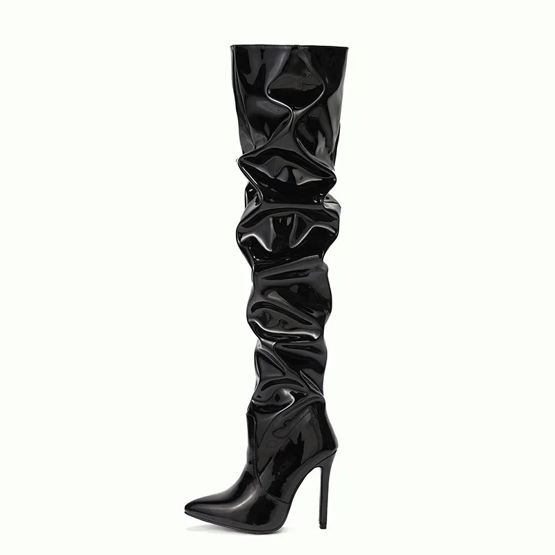 Fashion Black Sexy Over The Knee Boots Women Thin Heels Pointed Toe Zipper Thigh High Boot Winter Autumn Party Stripper Shoes