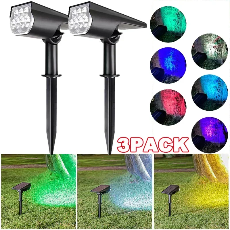 1/2/3Pcs Solar Powered 7LED Lamp Adjustable Solar Spotlight In-Ground IP65 Waterproof Landscape Wall Light Outdoor Lighting