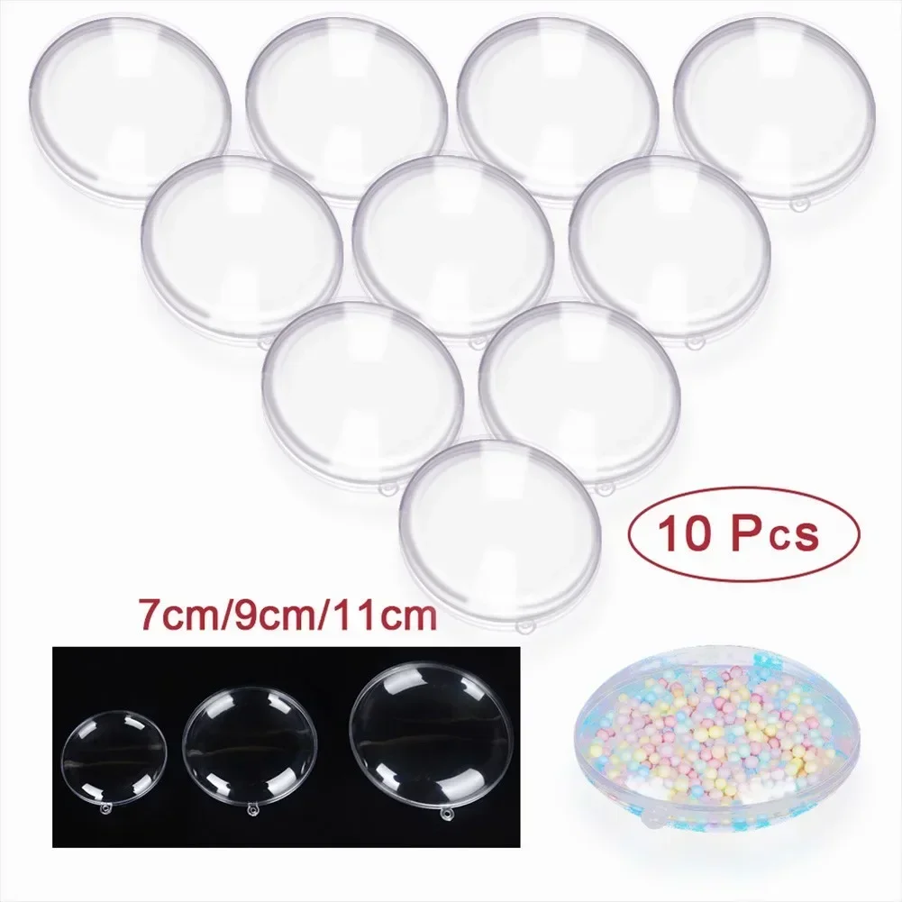 10pcs 7/9/11 Cm Plastic Clear Flat Ball Home Decor Wedding Candy Christmas Patry Supplies Gifts Box DIY Ideas Ornaments christmas gift box