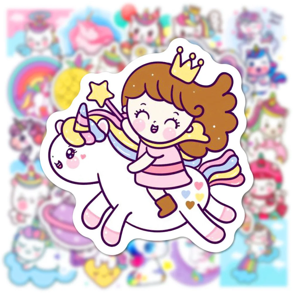 

10/30/50/100PCS Cute Animals Princess Unicorn Sticker DIY Diary Phone Laptop Luggage Skateboard Graffiti Decals Fun for Kid