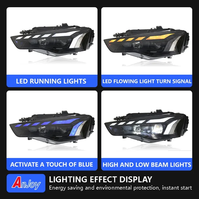 مصابيح إشارة DRL أمامية LED ، ملحقات ترقية التجميع الأمامي ، تصميم RS5 للسيارة ، Audi A5 DRL بدوره-من ، زوج واحد