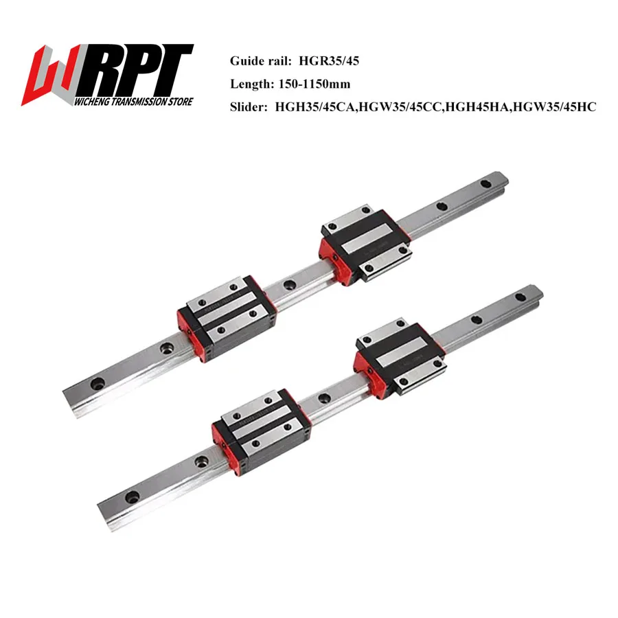 

Linear Guide Rail 2PCS HGR35 HGR45 150-1150mm Guideways Rod Set+4PCS HGH35/45CA HGW35/45CC HGH45HA HGW35/45HC Slider Carriages