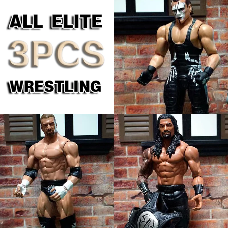 3 Pezzi Sting & Roman Overs & Hhh Wwe Aew Wwe Action Figure Wrestling Figure Display Collection Festival Gift