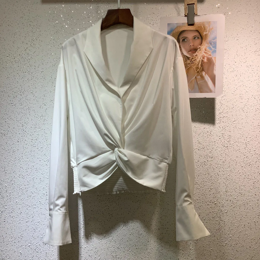 

Knotted white shirt fabric is soft and comfortable 2023 summer new hot 0312