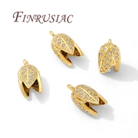 18K Gold Plated Brass with Zircon Flowers Charms For Necklace/Earrings Accessories,Pendants Charms Connectors For Jewelry