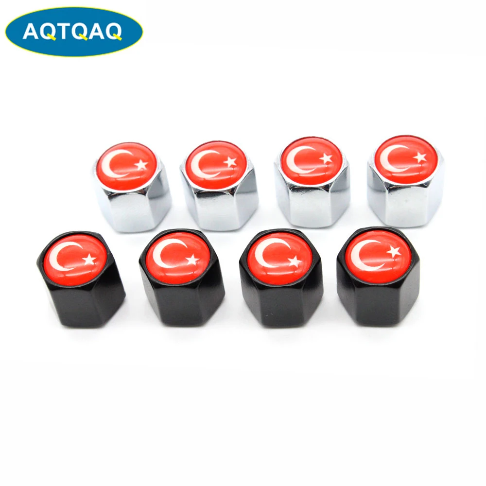 4 Pcs/Set Car Styling Zinc Alloy Turkey flag Style Tire Valve Caps Wheel Tires Stem Air Cap Airtight Covers | Автомобили и
