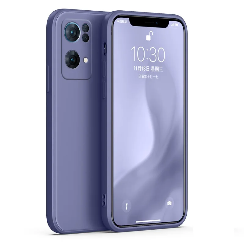 Für OPPO Reno7 Pro 5G SE, einfarbig, gerade Kante, flüssiges Silikon, feines Loch, All-Inclusive-Objektivschutz, Co_voghion.com