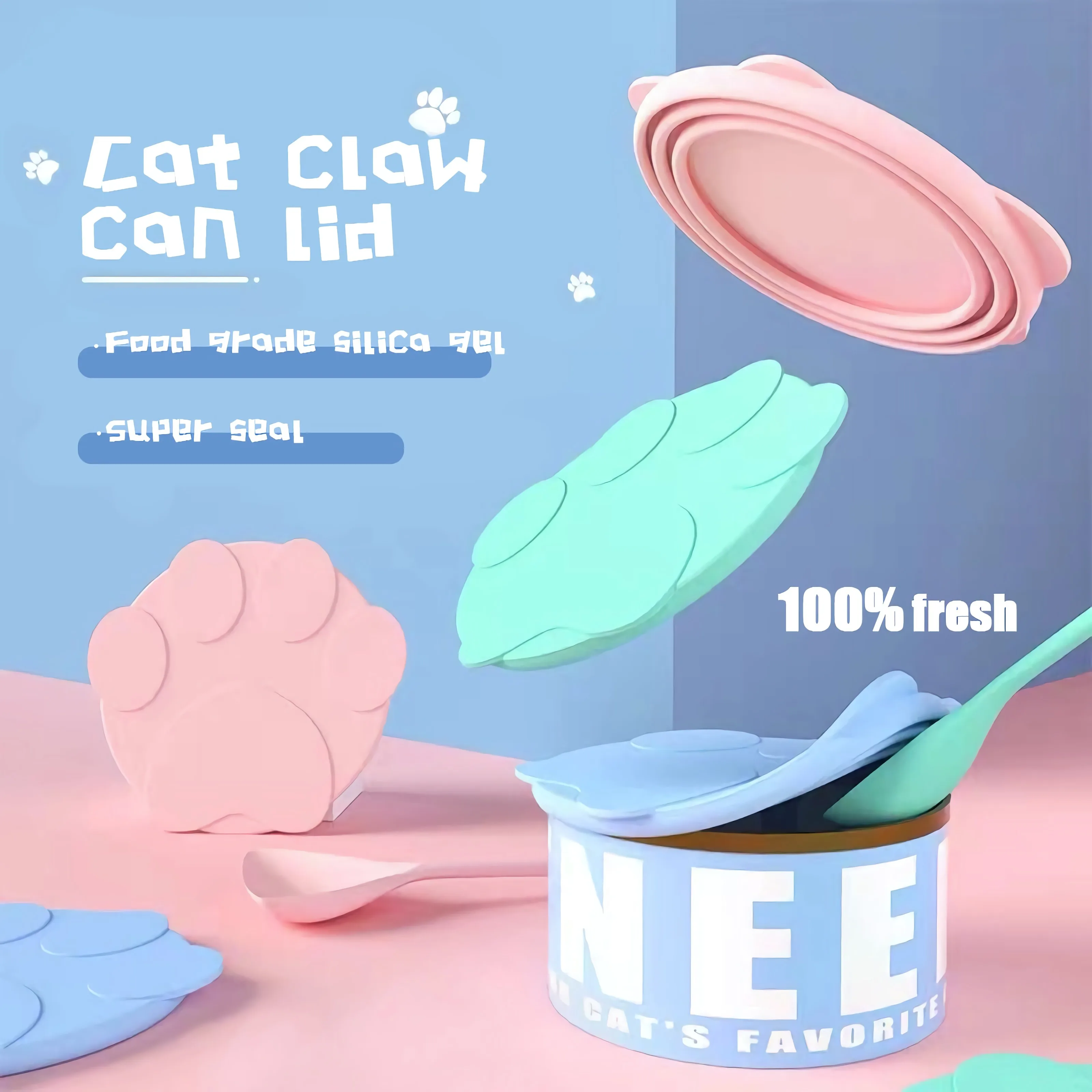 Title 1, Portable Silicone Dog Cat Canned Lid 2-in-1Food...